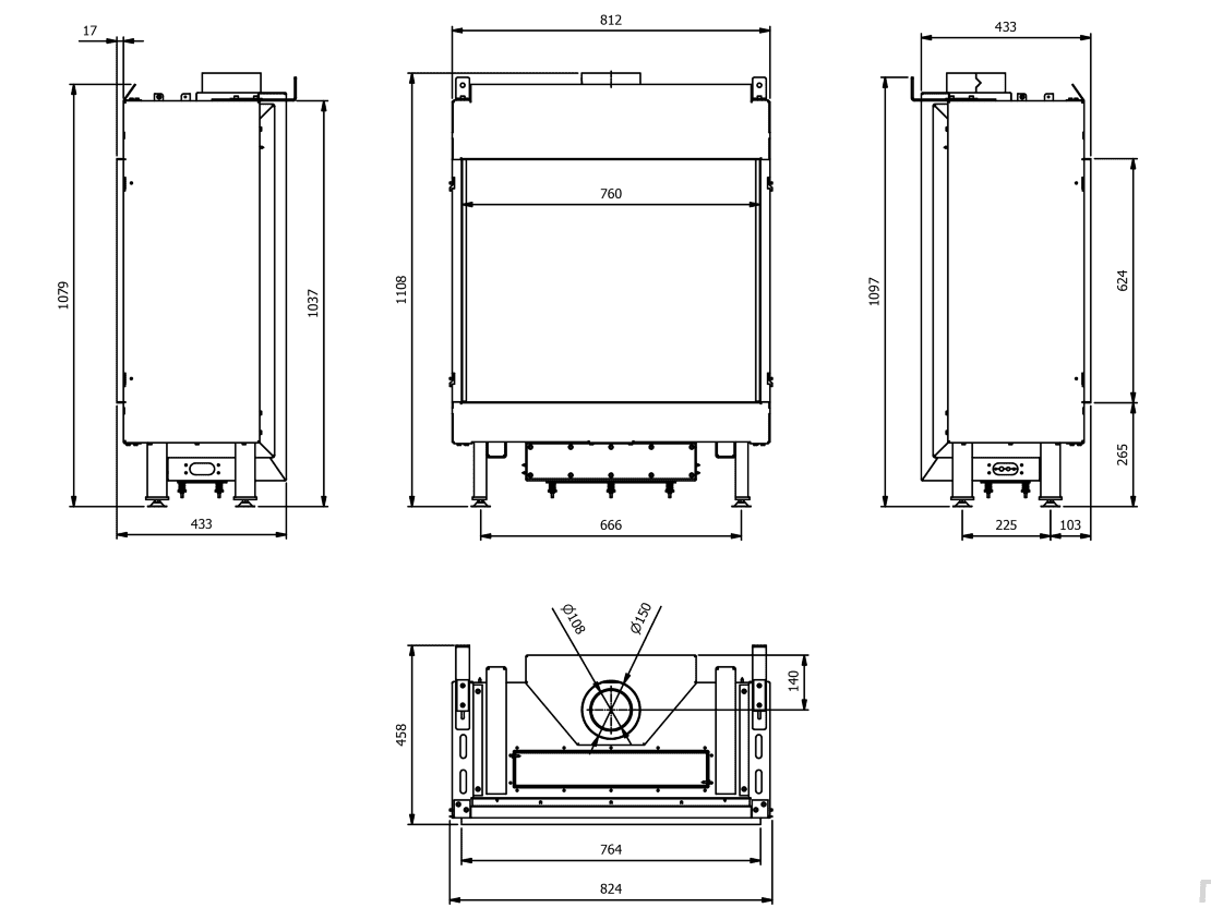 Газовая топка Kratki LEO/76/62/G31/37MBAR, баллонный газ