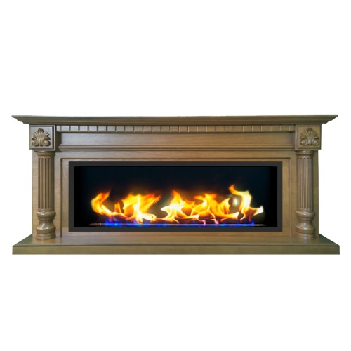 Биокамин в линейном портале "Русский огонь" Македония с защитным и декоративным стеклом