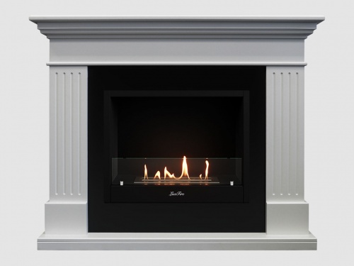 Каминный портал МДФ "Турин 1350" с биокамином Lux Fire "Фаер Бокс 1-33" (белый)