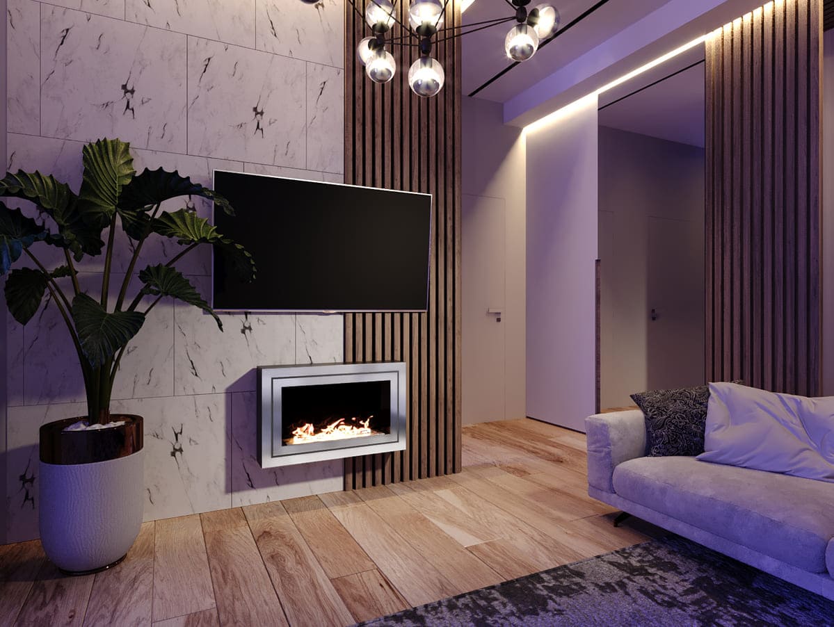 Биокамин "Русский огонь" Стенли 800N настенный (высота 500мм.) с защитным и декоративным стеклом по цене 41 050 руб.