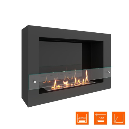 Биокамин SteelHeat WALL ONE 800 черный, стекло, стемалит по цене 33 285 руб.