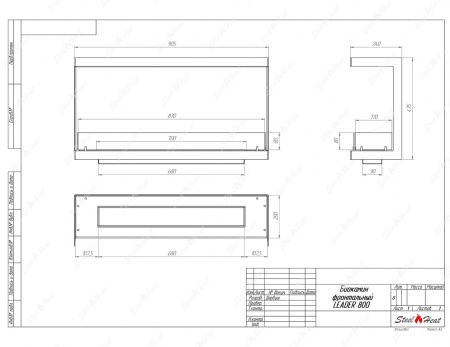 Биокамин фронтальный SteelHeat Leader 800 стекло по цене 33 748 руб.